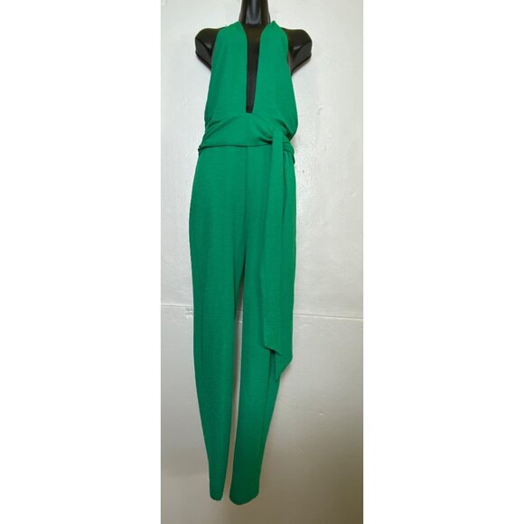 Fashion Nova Green Halter Jumpsuit XL Sexy Stretch Club Party Catsuit Bodycon - Picture 1 of 4